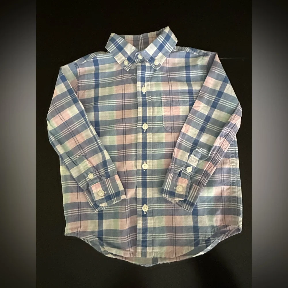 Boy’s Janie and Jack Pastel Plaid Button Down Shirt | 100% Cotton | Size 18-24M
